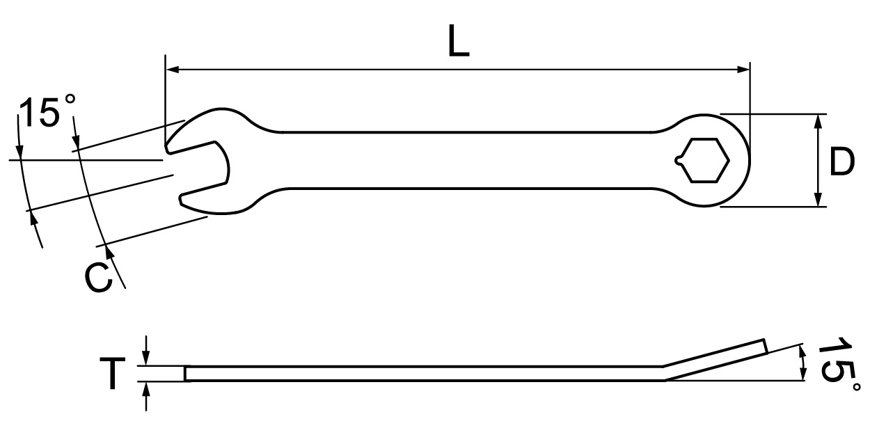 CPT 薄型コンパクトスパナの寸法図